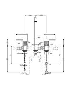 Miscelatore Lavabo Gessi serie 316 Intreccio 3 fori cod.54111 con flessibili di collegamento - Kallea 2