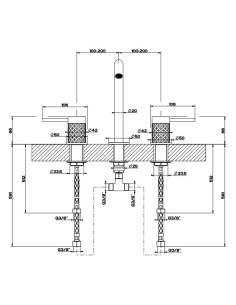 Miscelatore Lavabo medio Gessi serie 316 Intreccio 3 fori cod.54112 con flessibili di collegamento - Kallea 2