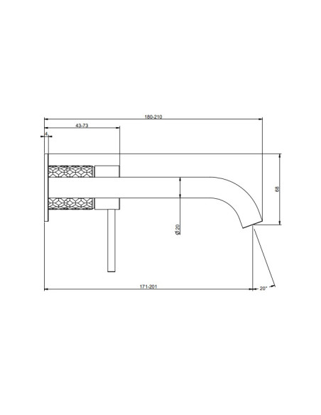 Miscelatore Gessi a incasso per lavabo canna lunga serie 316 Intreccio cod.54186 + 54198 con parte incasso - Kallea