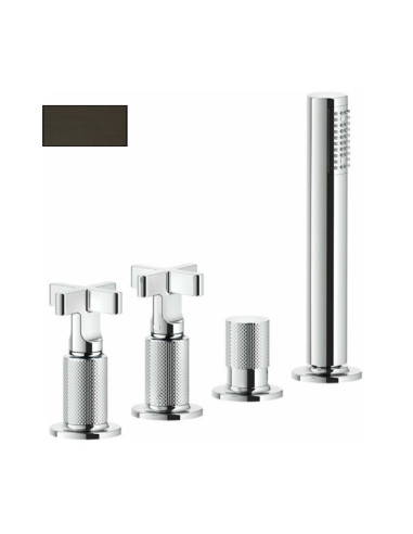 Gruppo Vasca Gessi serie Inciso 4 fori cod. 58143 deviatore flessibile 1,50 m e doccetta anticalcare - Kallea
