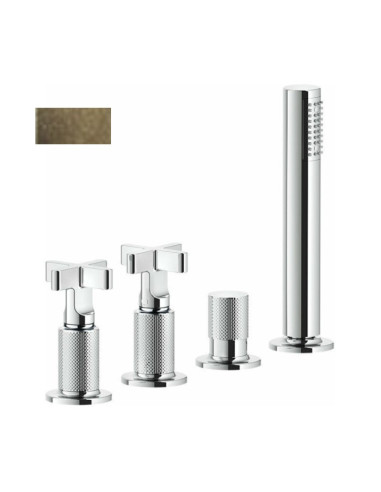 Gruppo Vasca Gessi serie Inciso 4 fori cod. 58143 deviatore flessibile 1,50 m e doccetta anticalcare - Kallea