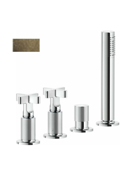 Gruppo Vasca Gessi serie Inciso 4 fori cod. 58143 deviatore flessibile 1,50 m e doccetta anticalcare - Kallea