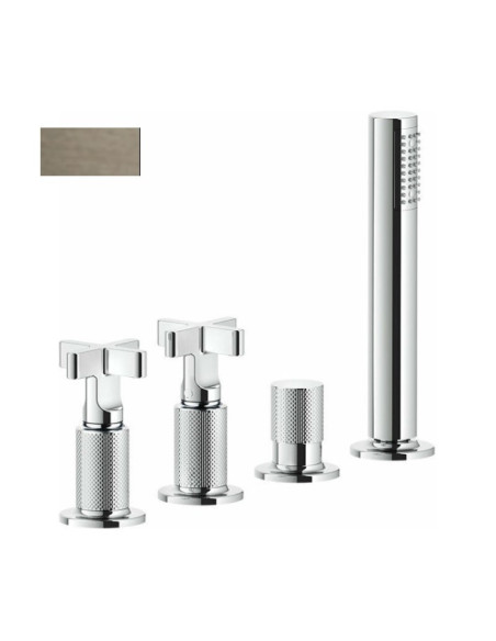 Gruppo Vasca Gessi serie Inciso 4 fori cod. 58143 deviatore flessibile 1,50 m e doccetta anticalcare - Kallea