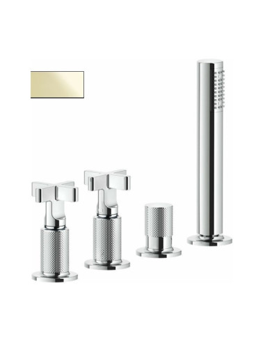 Gruppo Vasca Gessi serie Inciso 4 fori cod. 58143 deviatore flessibile 1,50 m e doccetta anticalcare - Kallea
