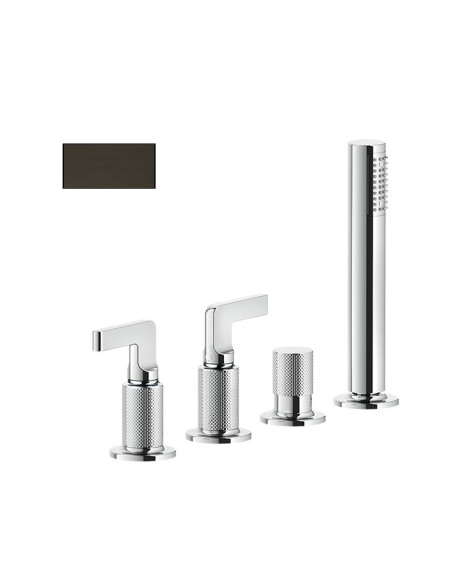Gruppo Vasca Gessi serie Inciso 4 fori cod. 58043 deviatore flessibile 1,50 m e doccetta anticalcare - Kallea