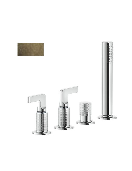 Gruppo Vasca Gessi serie Inciso 4 fori cod. 58043 deviatore flessibile 1,50 m e doccetta anticalcare - Kallea