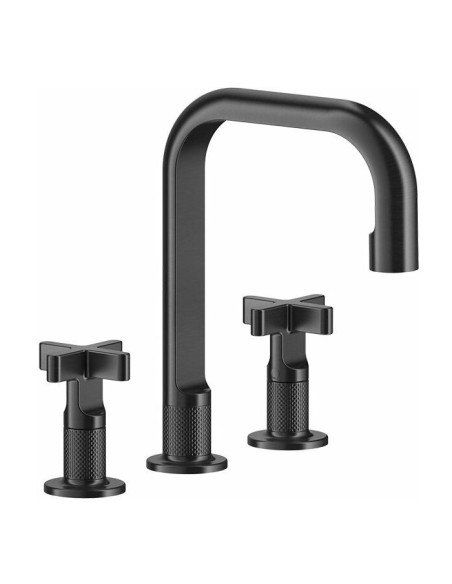 Miscelatore Lavabo Gessi serie Inciso 3 fori cod.58114 Medio senza scarico con flessibili di collegamento - Kallea