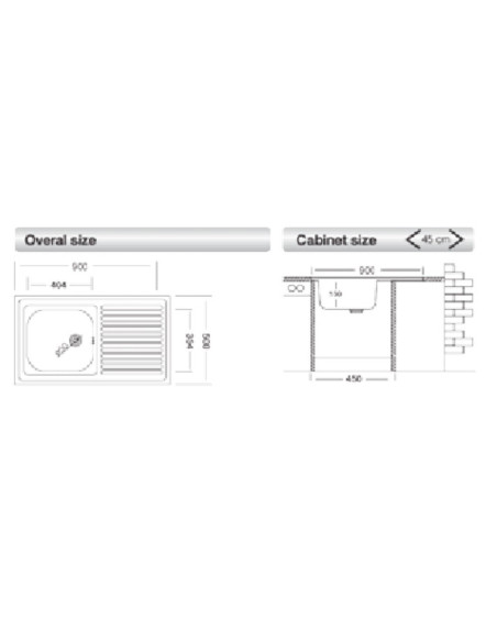 Lavello 50 series 90x50 cm N118 destro - Kallea