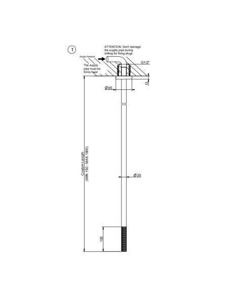 Bocca lavabo a soffitto altezza personalizzabile Gessi serie 316 Meccanica cod.54296 senza scarico - Kallea