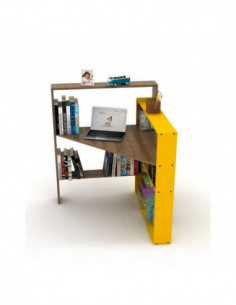 Scrivania angolare noce giallo Pisagor - Kallea 2