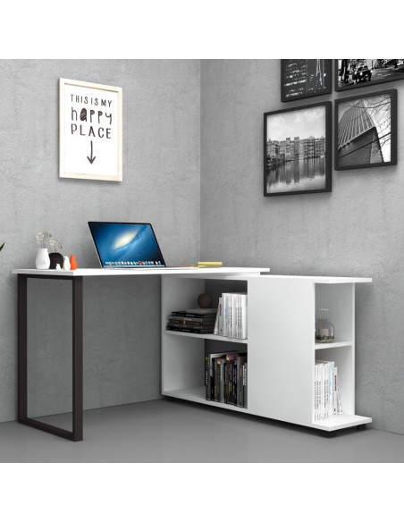 Scrivania con libreria bianca Oslo 120x60 cm. - Kallea