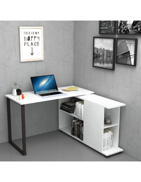 Scrivania con libreria bianca Oslo 120x60 cm. - Kallea