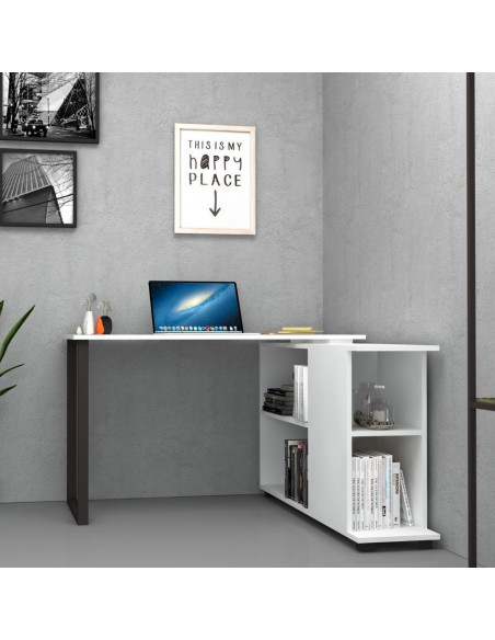 Scrivania con libreria bianca Oslo 120x60 cm. - Kallea