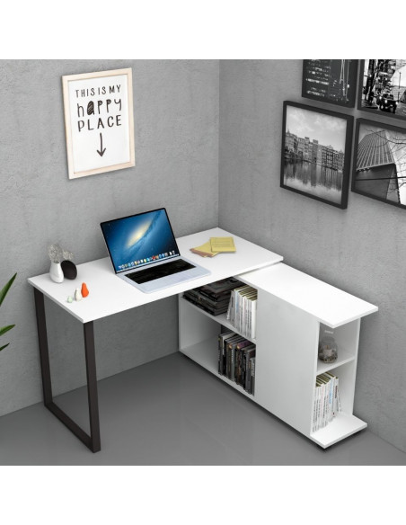 Scrivania con libreria bianca Oslo 120x60 cm. - Kallea