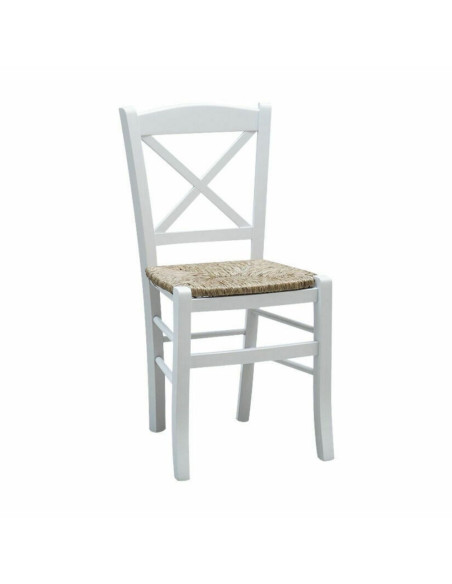Sedia Borgogna bianco laccato seduta paglia - Kallea