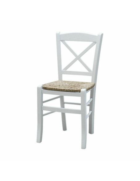 Sedia Borgogna bianco laccato seduta paglia - Kallea