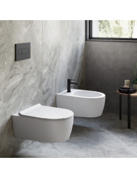 Sanitari sospesi Hatria serie Fusion scarico rimless senza brida con sedile rallentato BIANCO OPACO - Kallea
