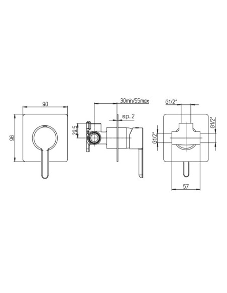 Miscelatore Jacuzzi incasso per doccia serie Sunset con deviatore 0SU00400JA02 cromato - Kallea