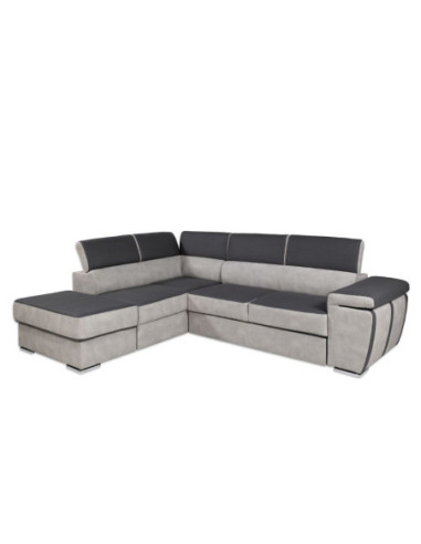 Divano angolare Gisella con pouff contenitore sinistro 285x238 grigio - Kallea