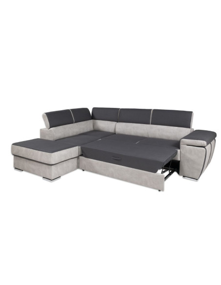 Divano angolare Gisella con pouff contenitore sinistro 285x238 grigio - Kallea