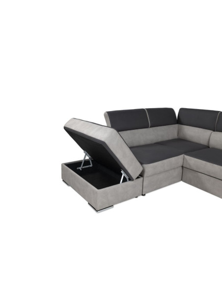 Divano angolare Gisella con pouff contenitore sinistro 285x238 grigio - Kallea