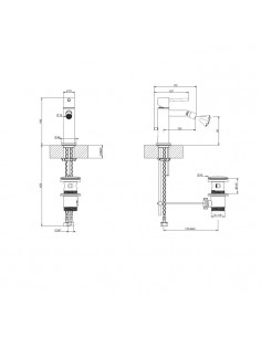 Miscelatore GESSI Bidet Via Tortona con scarico con flessibili di collegamento - Kallea 2