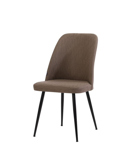 Sedia Flaminia tessuto antimacchia cappuccino gambe nere - Kallea