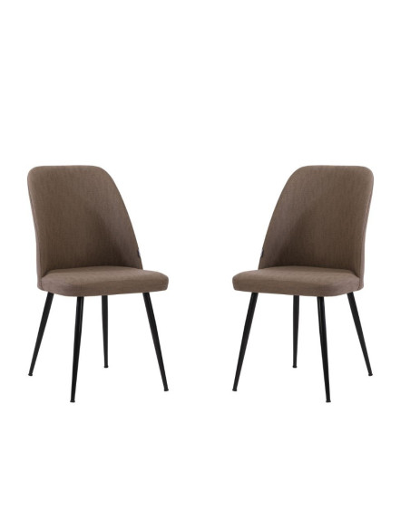 Sedia Flaminia tessuto antimacchia cappuccino gambe nere - Kallea