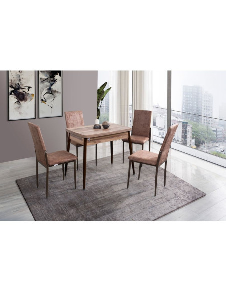 Sedia imbottita C669 tessuto marrone - Kallea