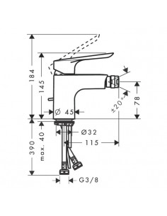 Miscelatore Hansgrohe bidet monocomando Logis E con piletta cromo - Kallea 2
