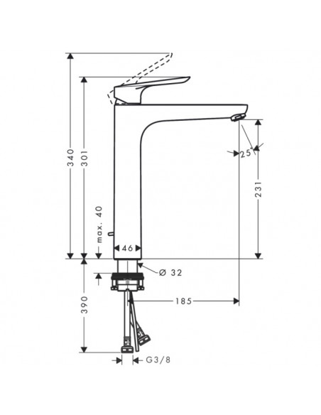 Miscelatore Hansgrohe lavabo alto 230 monocomando Logis E con piletta cromo - Kallea