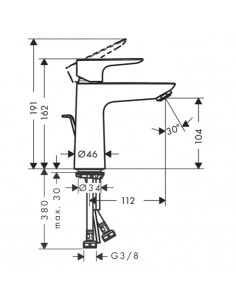 Miscelatore Hansgrohe lavabo 110 monocomando Talis E CoolStart con piletta + tirante cromo - Kallea 2
