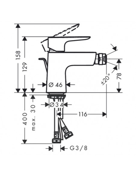 Miscelatore Hansgrohe bidet monocomando Talis E con piletta - Kallea