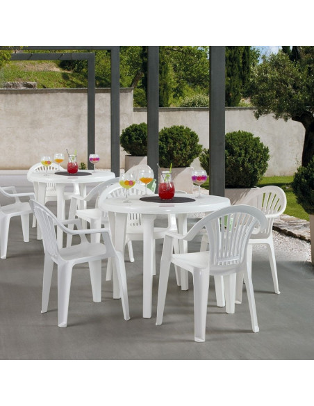 Tavolo tondo bianco da esterno diametro 90 cm Braga - Kallea