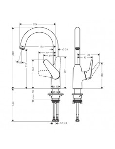 Miscelatore Hansgrohe Cucina Focus M42 monocomando 220 1Jet cromo - Kallea 2