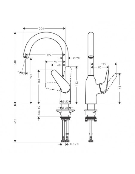 Miscelatore Hansgrohe Cucina Focus M42 monocomando 220 1Jet cromo - Kallea