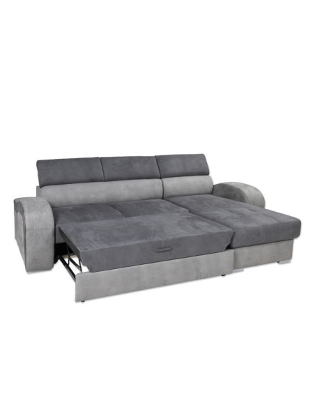 Divano letto Megan penisola reversibile grigio 266X100 - Kallea