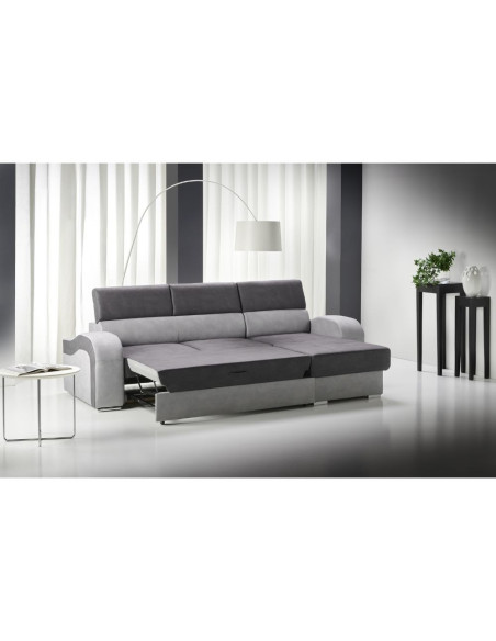 Divano letto Megan penisola reversibile grigio 266X100 - Kallea