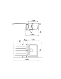 Samet Lavello 86x50 Granitovero861v reversibile 1 vasca gocciolatoio croma - Kallea 2