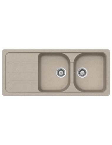 Samet Lavello 116x50 Granitovero1162v 2 vasche gocciolatoio avena - Kallea