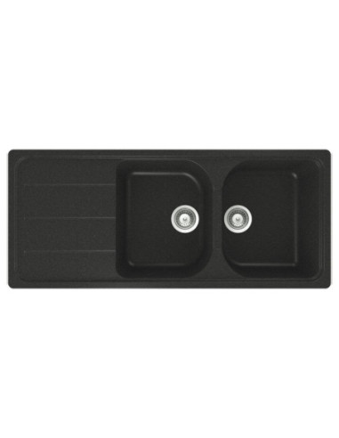 Samet Lavello 116x50 Granitovero1162v 2 vasche gocciolatoio nero - Kallea