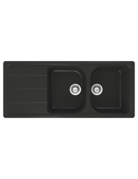 Samet Lavello 116x50 Granitovero1162v 2 vasche gocciolatoio nero - Kallea