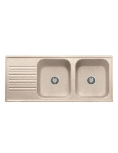Samet Lavello 116x50 2 vasche Granitovero1162vsavp gocciolatoio avena - Kallea