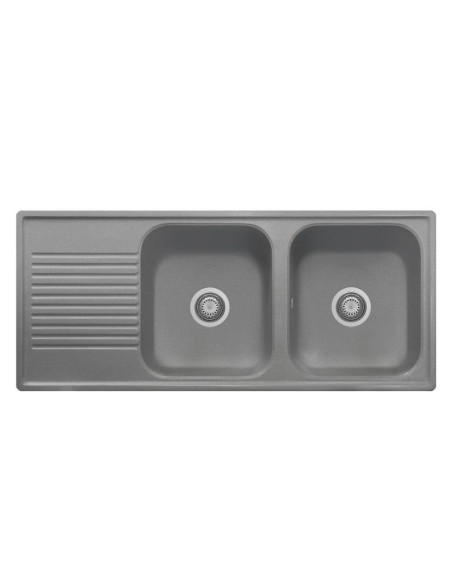 Titanio Samet Lavello 116x50 2 vasche Granitovero1162vcrp gocciolatoio - Kallea