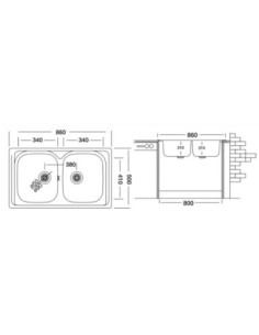 Lavello 86x50 doppia vasca SAXT322 - Kallea 2