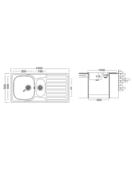 Lavello Classic 336 100x50 destro - Kallea