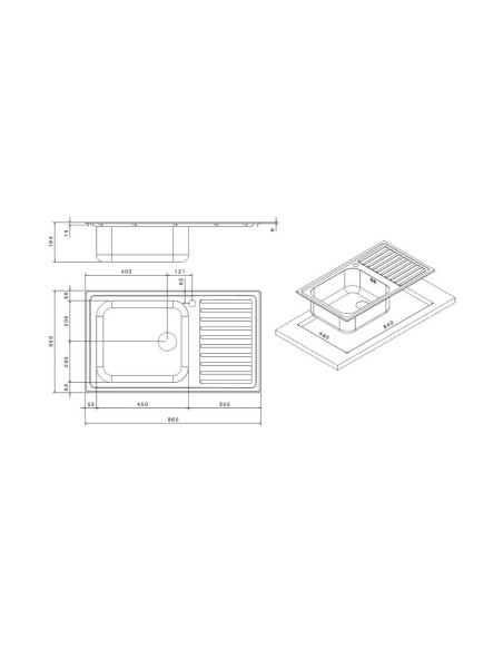 Lavello SAXT335A 86x50 cm sinistro - Kallea