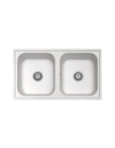 Samet Lavello 86x50 Granitovero862vbip 2 vasche bianco - Kallea