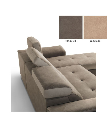 Divano letto Symposio con penisola marrone beige - Kallea