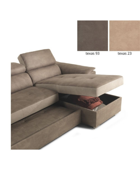 Divano letto Symposio con penisola marrone beige - Kallea